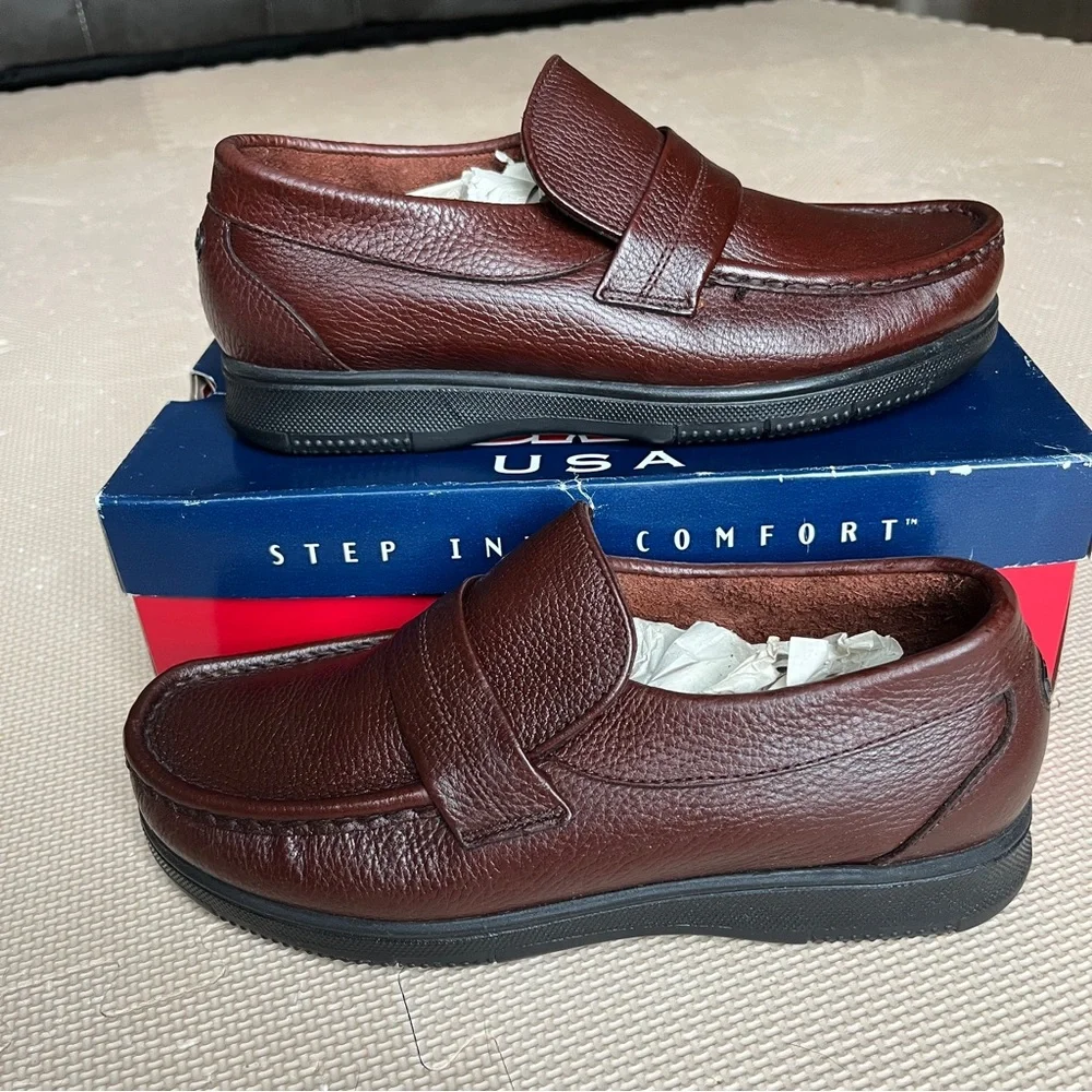 NWT Dexter Kramer Men’s Brown Leather Loafers Size 8.5M – Classic Dress Shoes